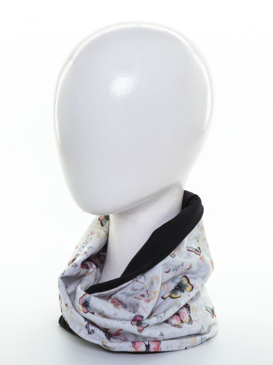 Мартин воротник - хомут футер принт бабочки серый светлый + футер черный р-р 50-51