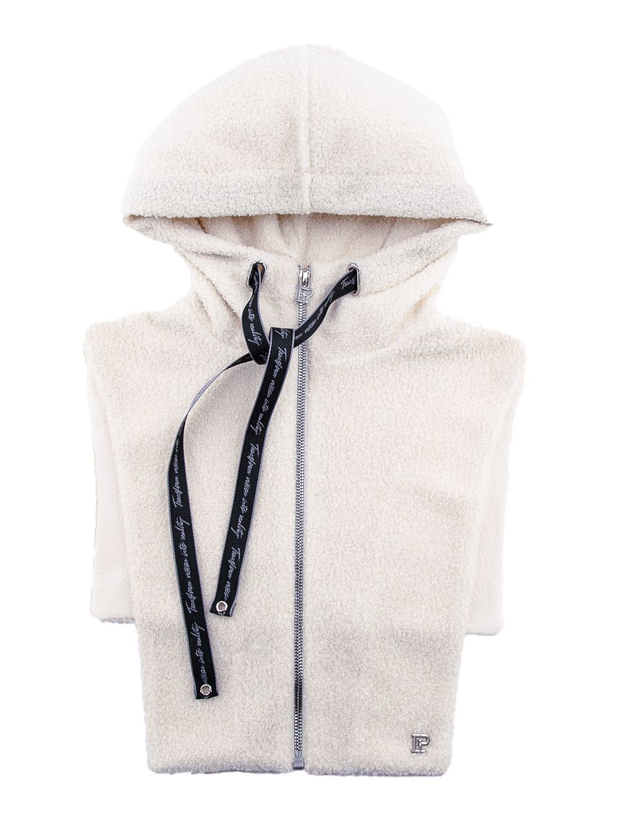 Виола капор трикотаж барашек на фл.п. белый (отделка серебро)