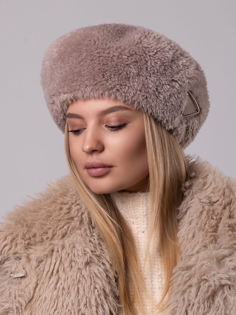 Лина LevelPro макси шеврон берет экомех альпака на фл.п. пепельный