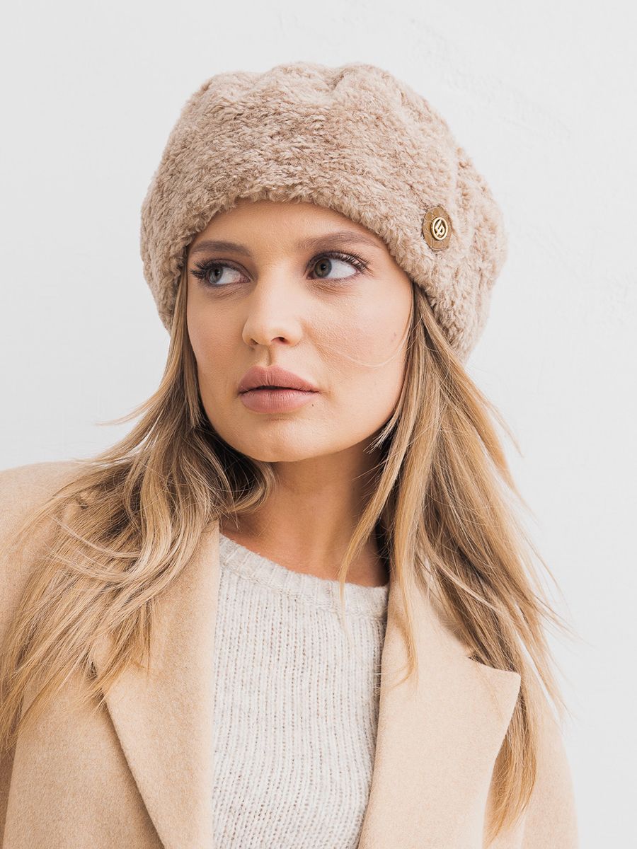 Лина берет экомех кёрли на фл.п. бежевый темный