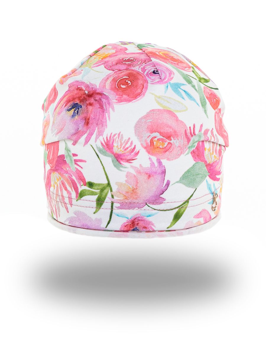 Зайчик шапочка Д1015 трикотаж Д1 флора бело-розовый р-р 50-51