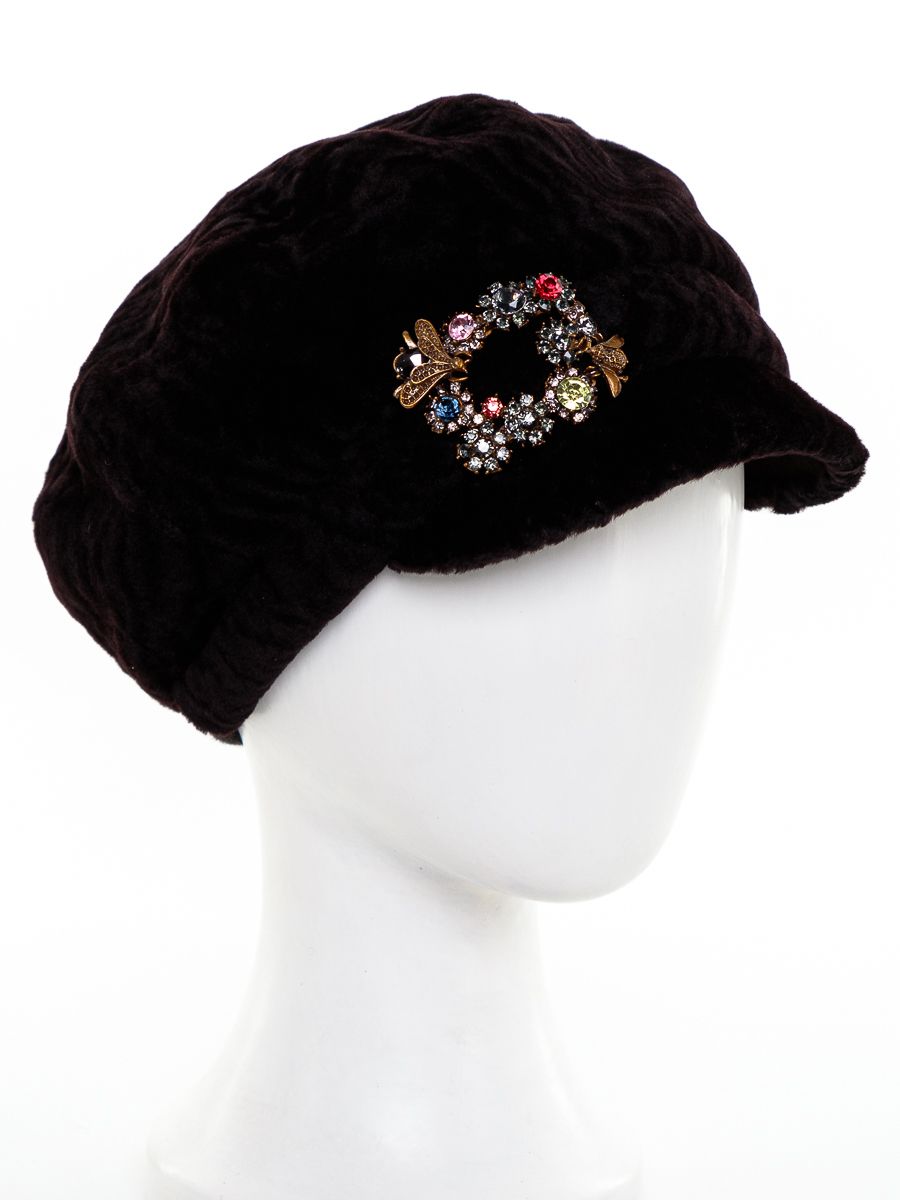 Ева кепка астраган на фл.п. коричневый темный