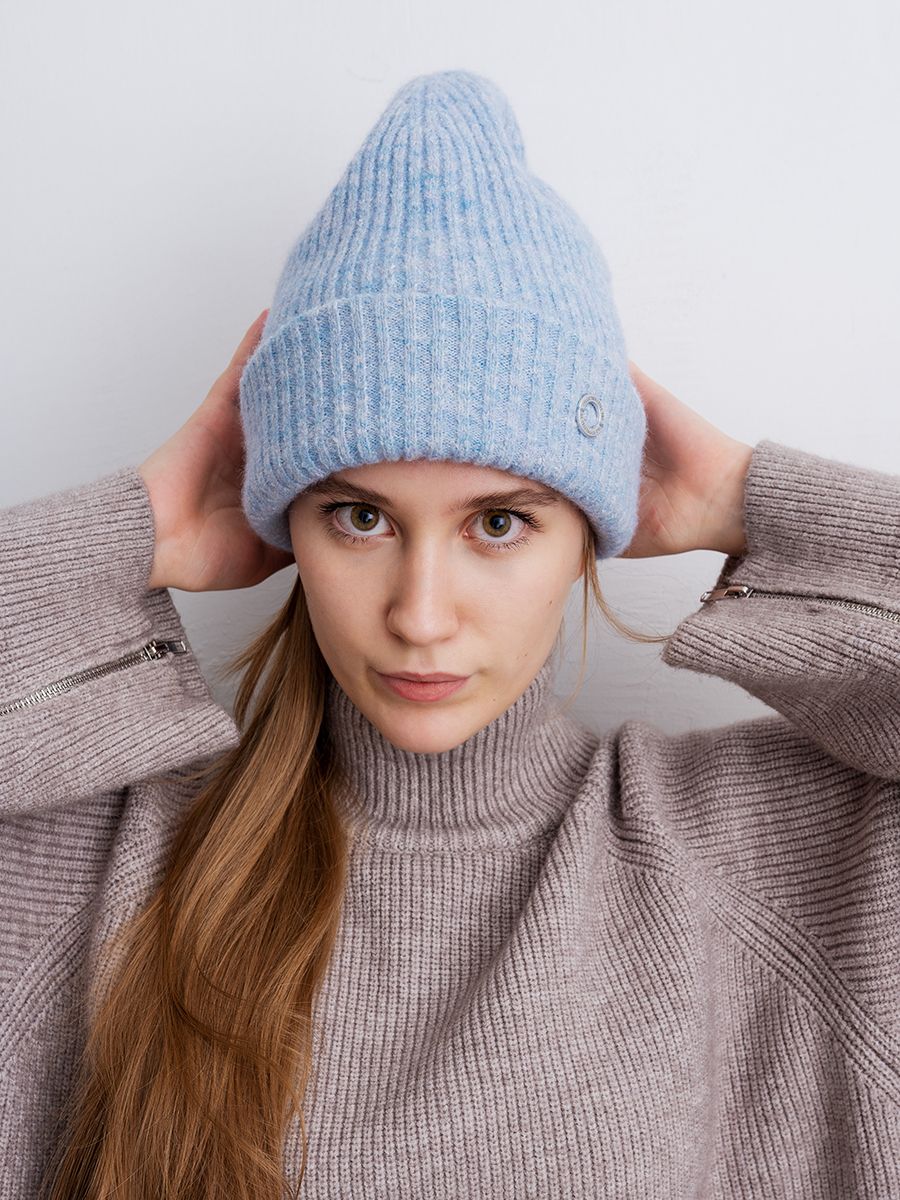 Лана LP шайба шапка вязка альпака голубой