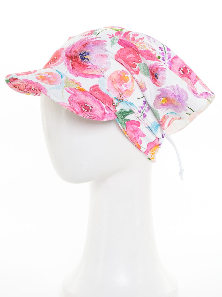 Аленка зайчик косынка с козырьком трикотаж Д1 флора бело-розовый р-р 46-47