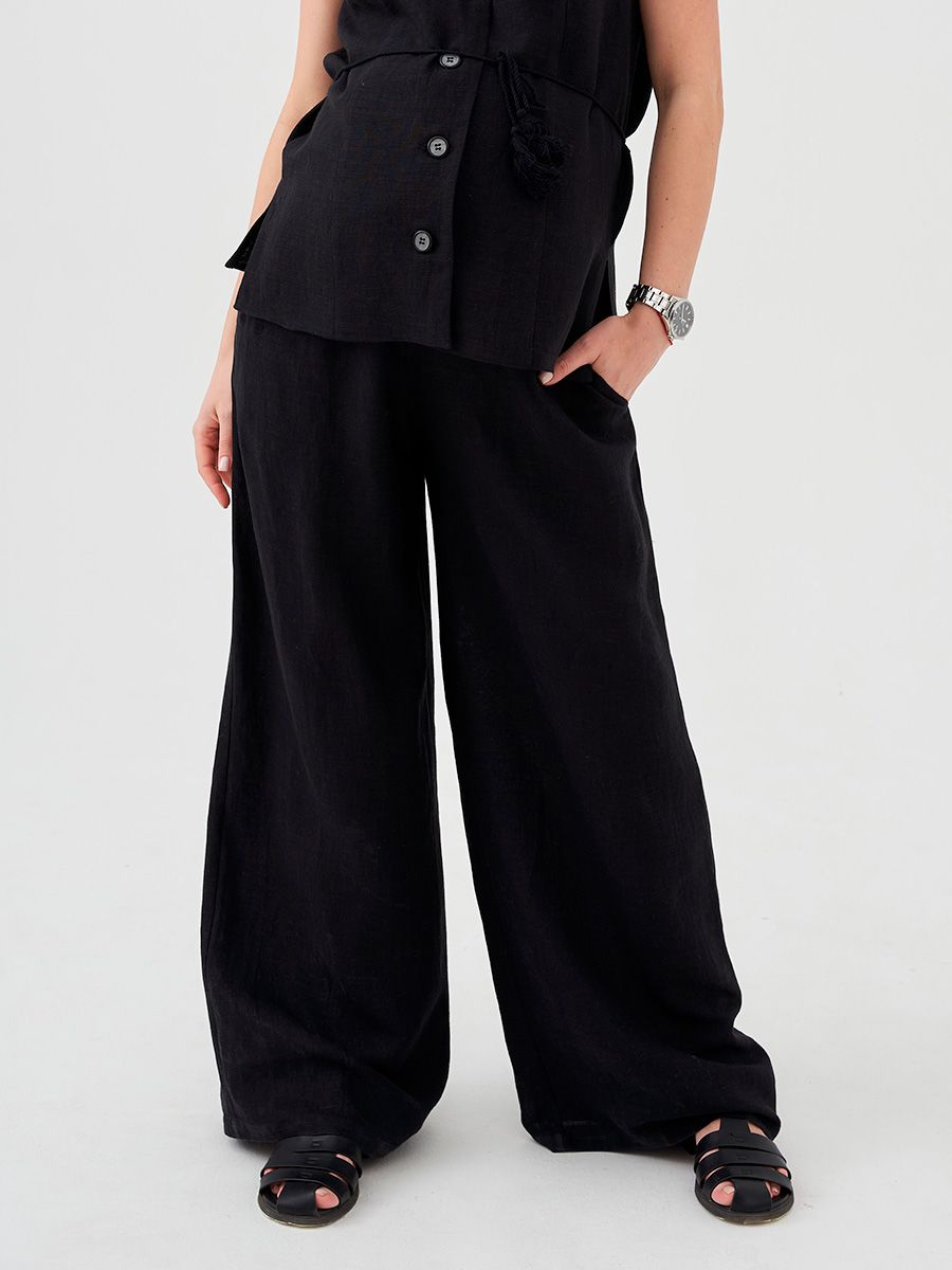 Сантьяго брюки лен с вискозой черный р-р L