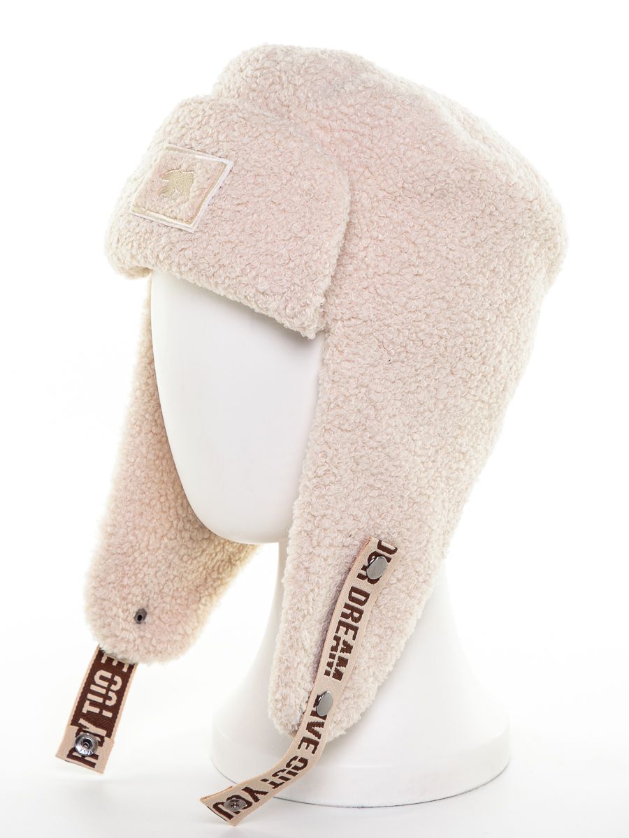 Руна медведь шеврон ушанка трикотаж барашек молочный р-р 56-57