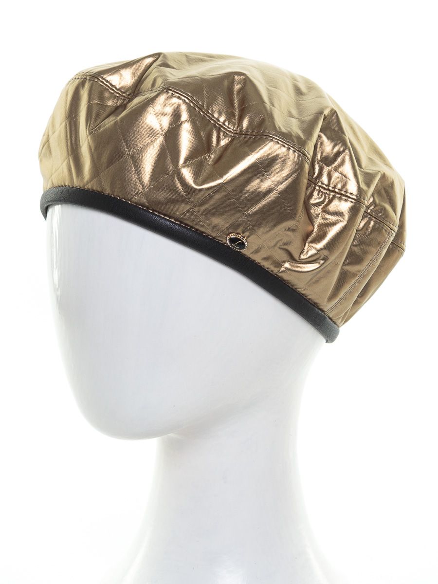 Диор берет термостежка на тр.п. золотой + экокожа черный