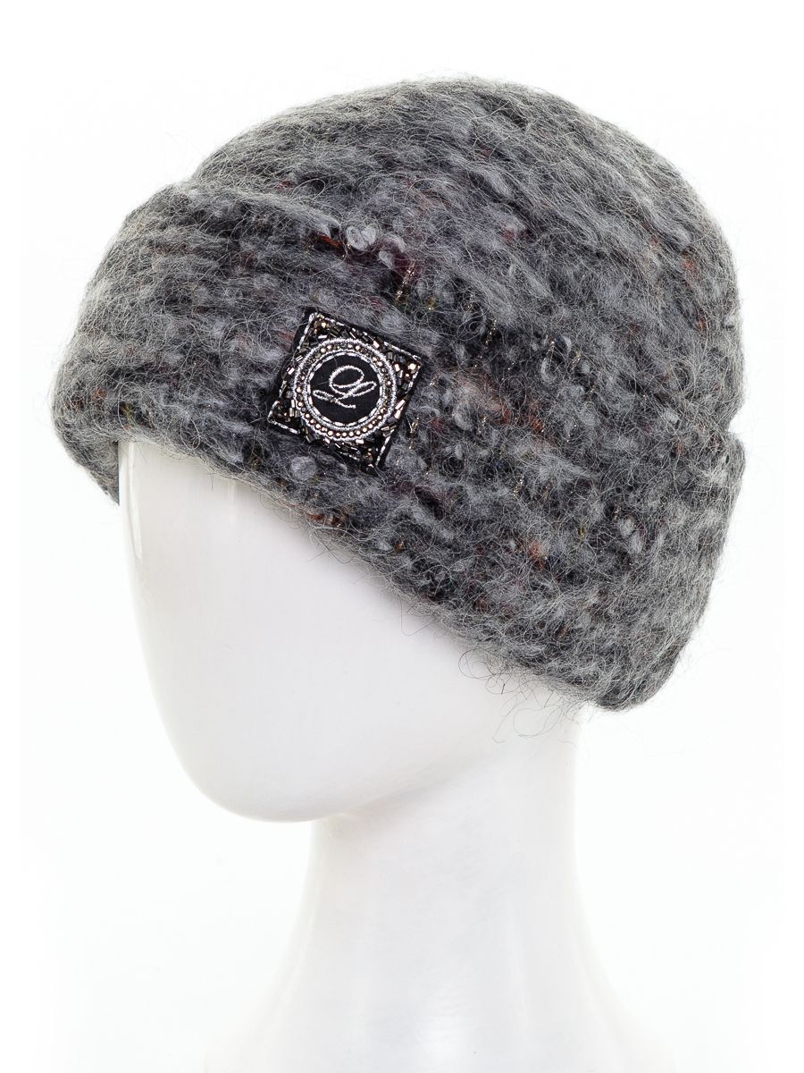 Шеврон квадрат L шапка 025Б мохер мозаика на фл.п. серый