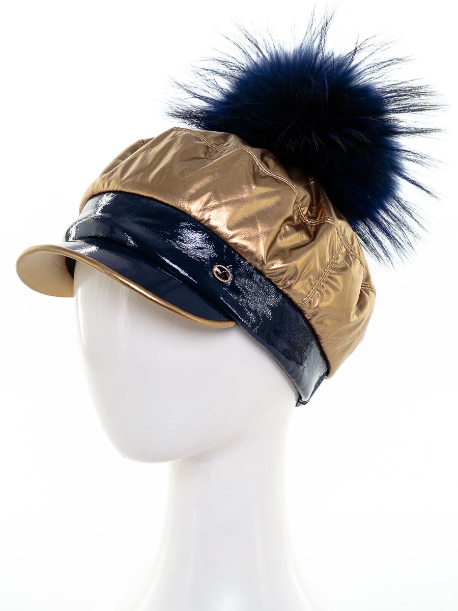 Жюли лого помпон VIP кепка термостежка на фл.п. золото + эколак синий р-р 54-55