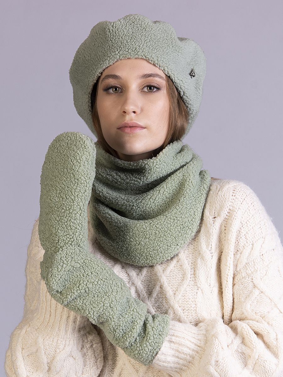 Лого тренд варежки экомех тедди зеленый светлый р-р L