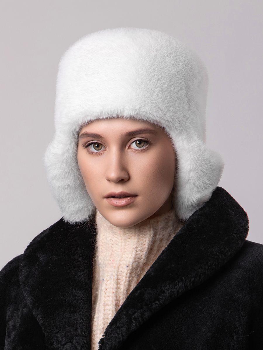Элла ушанка экомех ласка на фл.п. белый