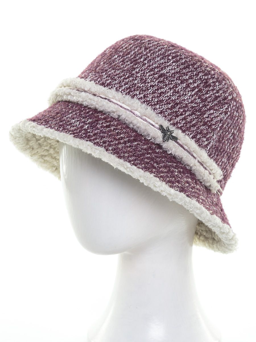 Эдита муха шляпка шерсть мохер на тр.п. брусничный + экомех керли молочный