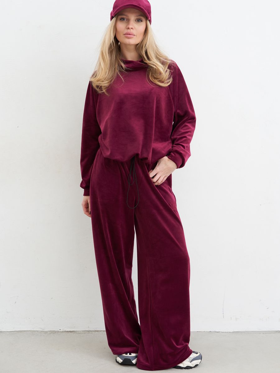 Версаль 2 комплект свитшот + брюки велюр клюквенный сок р-р 48-50