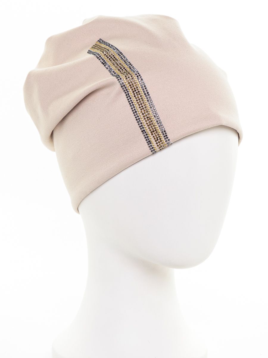 Спорт полоса шапка 020/1 трикотаж К4 Премиум на тр.п. бежевый р-р 56-57