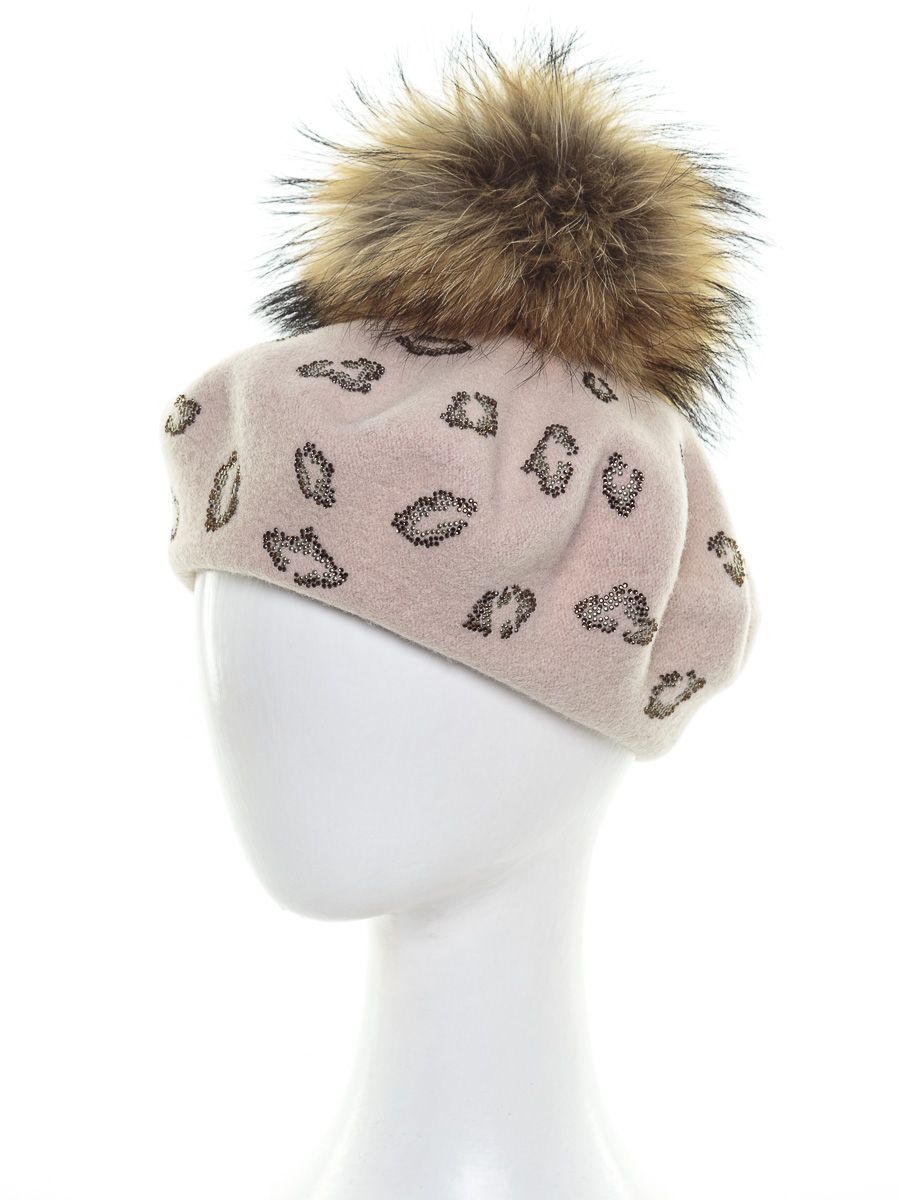 Пятна леопард помпон VIP берет на фл.п. чайная роза 170283 р. 54