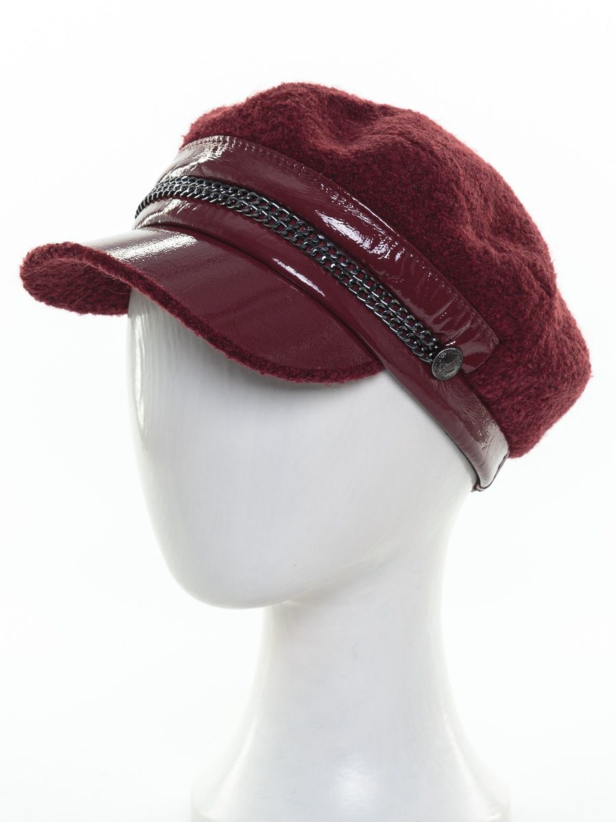 Илона цепь кепка трикотаж буклированный на тр.п. вишневый + эколак вишневый