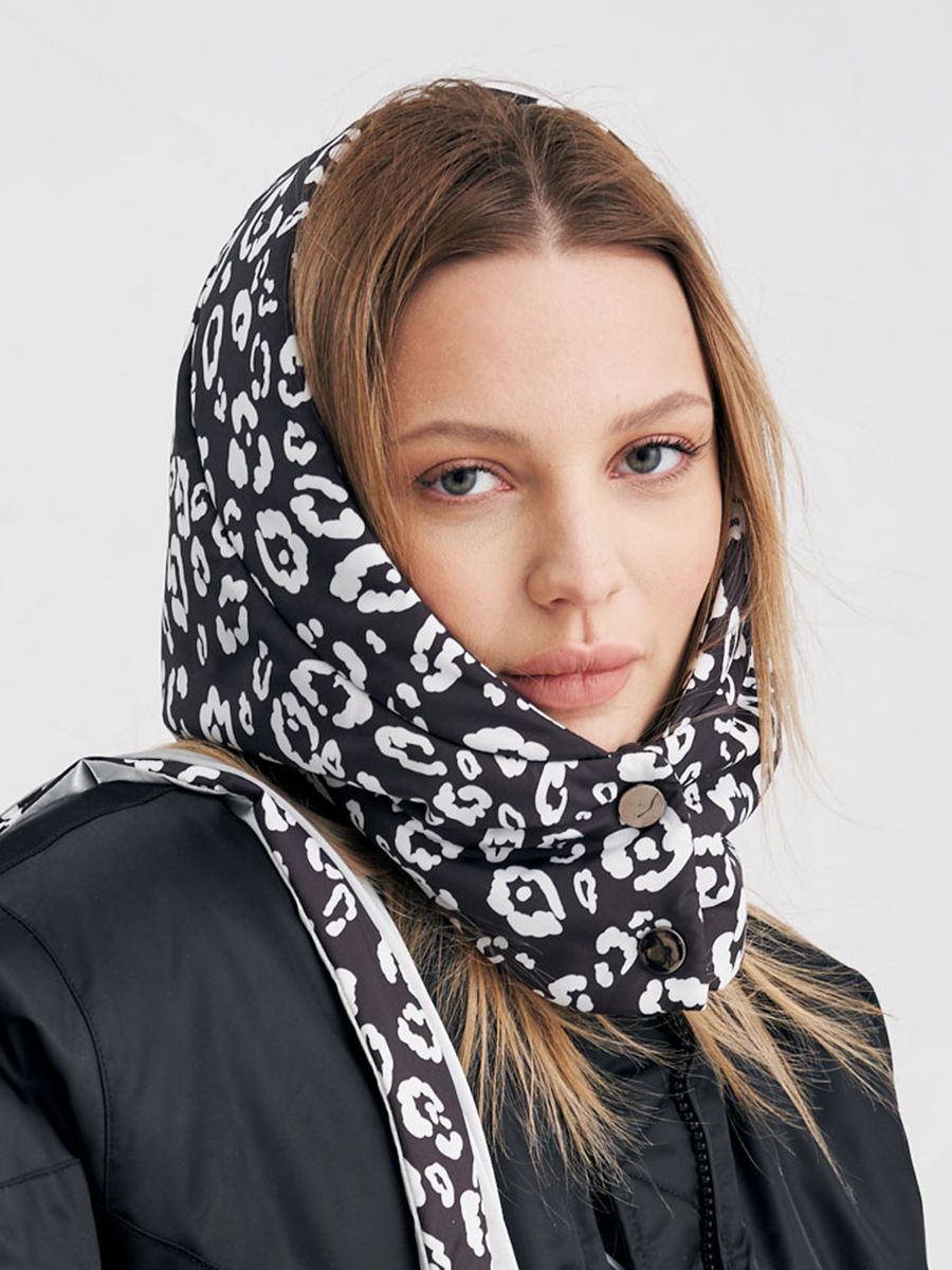 Тэрри капюшон плащевка леопард на тр.п. черно-белый
